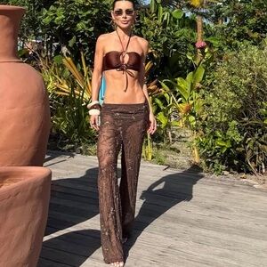 TREND NWT ZARA VIRAL BEADED SEQUIN PANTS
CHOCOLATE  
🚨FIRM PRICE NO DISCOUNT